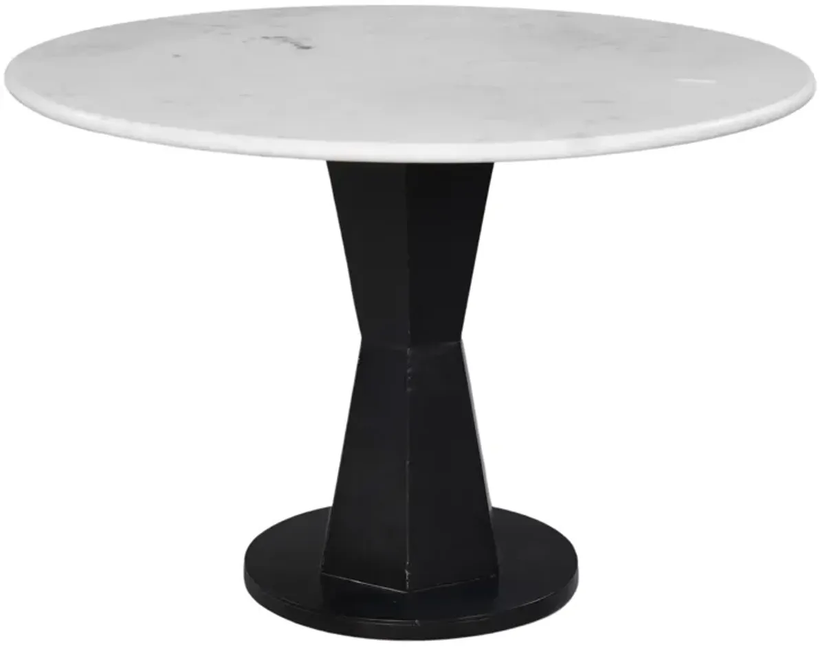 Riko 27" Coffee Table, White Marble Top on Modern Iron Stand, Round Table,