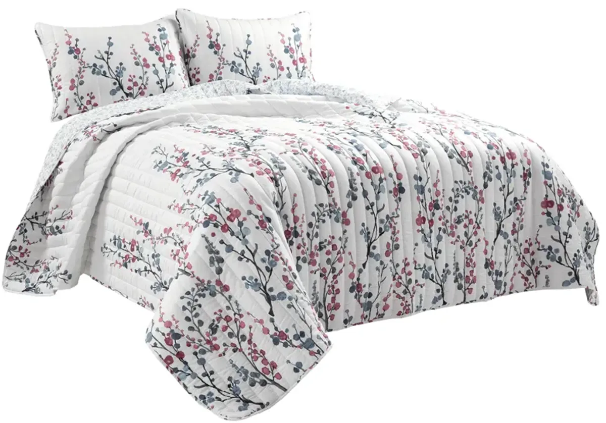 Mirabelle Watercolor Floral Reversible Quilt 3Pc Set