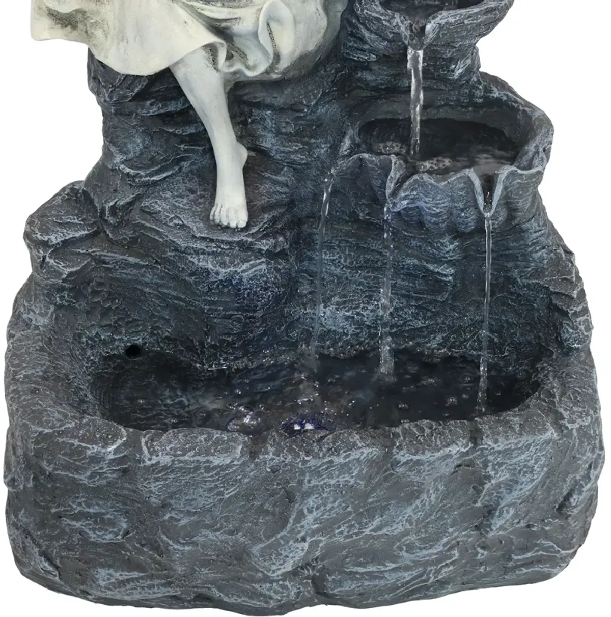 Sunnydaze Angel Falls Solar Water Fountain with Battery/LED Lights - 29 in