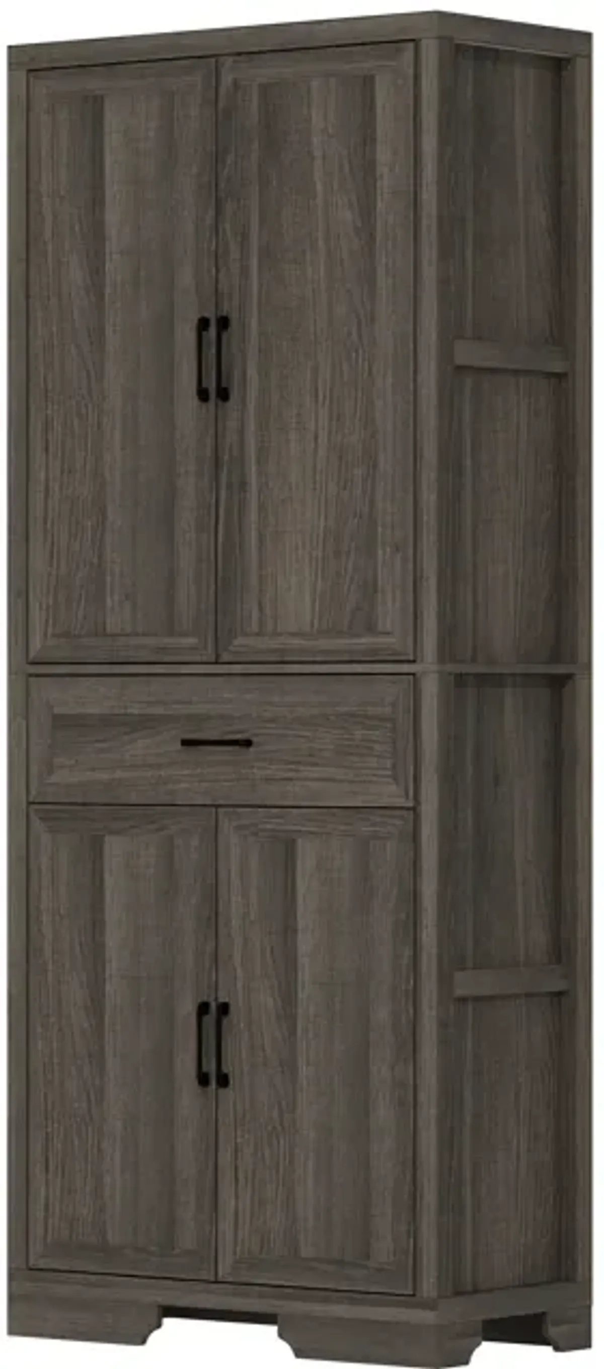 FUFU&GAGA Modern Light Wood Bookcase – 4 Doors & 1 Drawer, Sturdy P2-Grade MDF Storage Cabinet (31.5" W x 15.7" D x 78.7" H), Light Wood