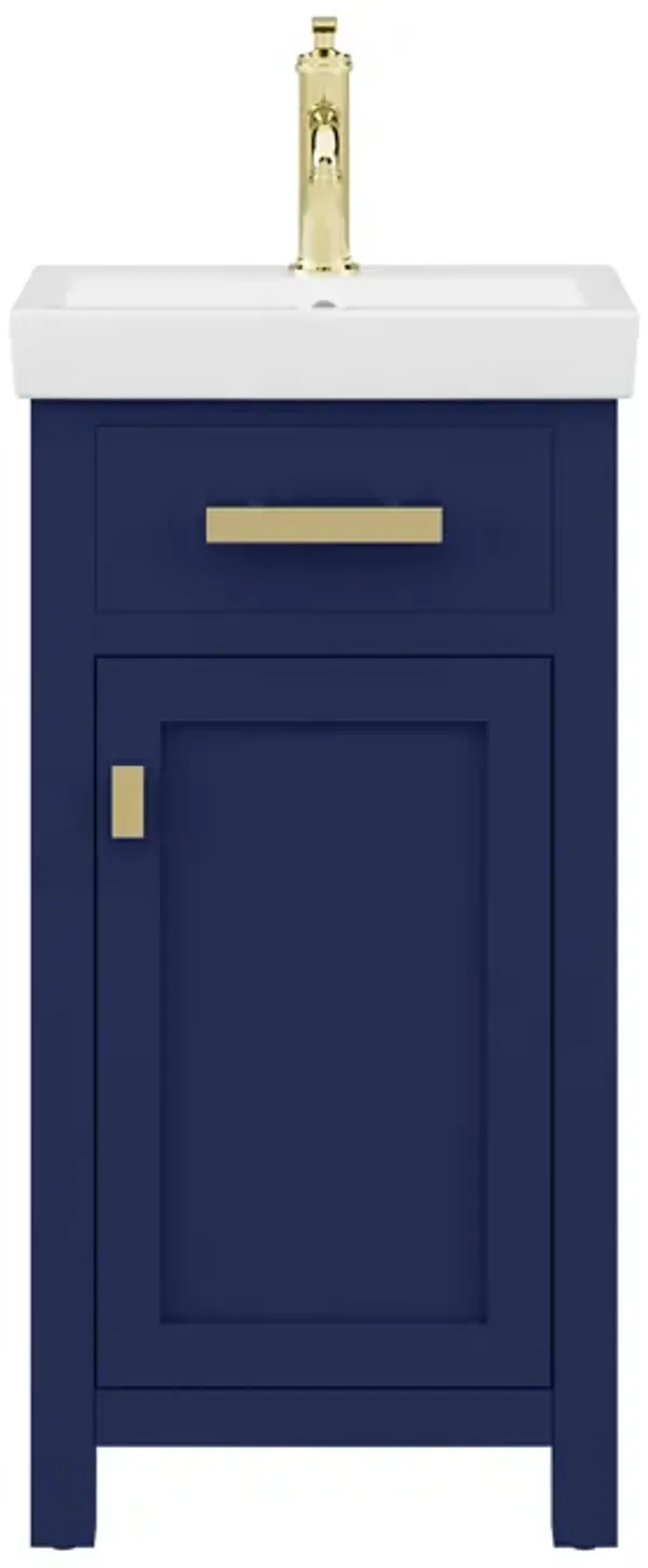 Mia 18 In. Integrated Ceramic Sink Top Bath Vanity in Monarch Blue