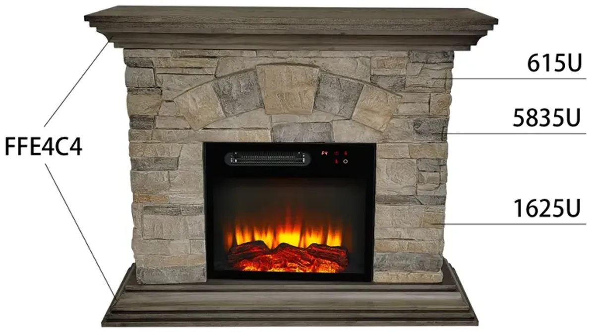 FESVITO 40 in. Faux Stone Freestanding Electric Fireplace