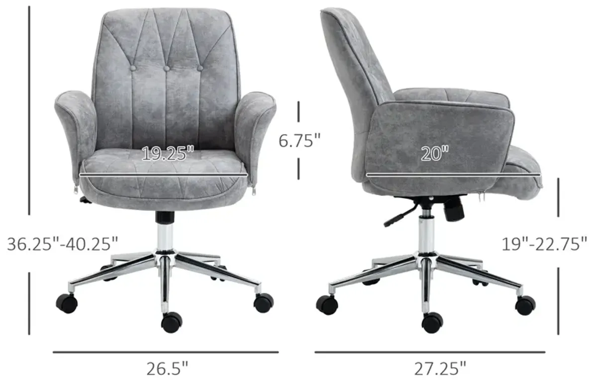 Grey Contemporary Seating: Mid-Back Movable Home Workstation Chair