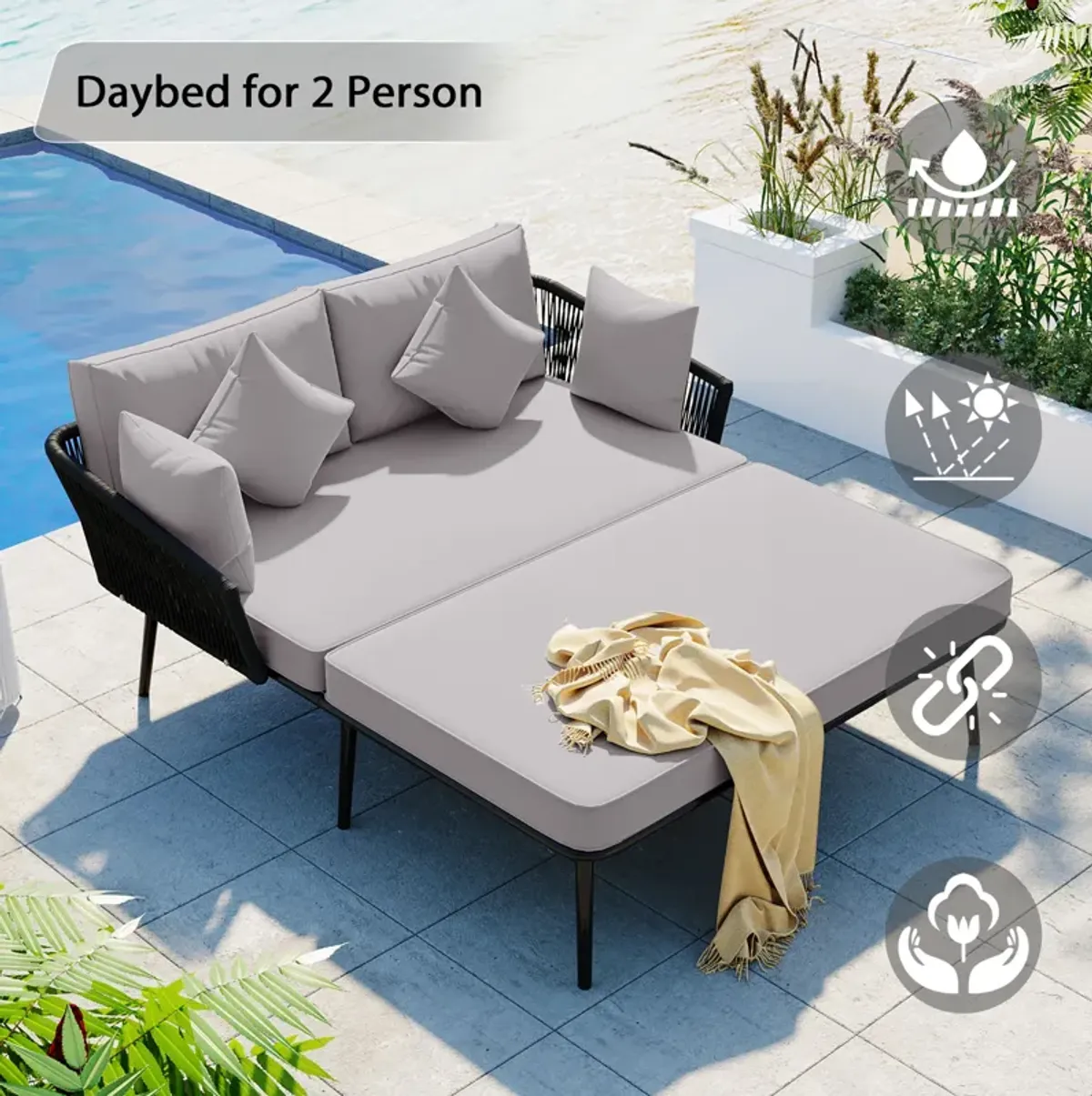 Merax Outdoor Patio Daybed Sofa for 2 Person