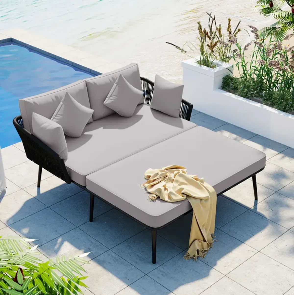 Merax Outdoor Patio Daybed Sofa for 2 Person