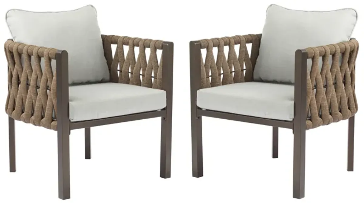 Merax 2-Pieces Outdoor Metal Patio Club Chair Arm Chair with Cushion