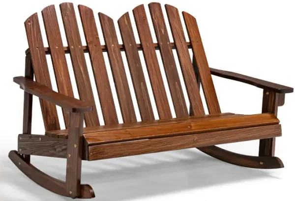 2 Person Adirondack Rocking Chair with Slatted seat