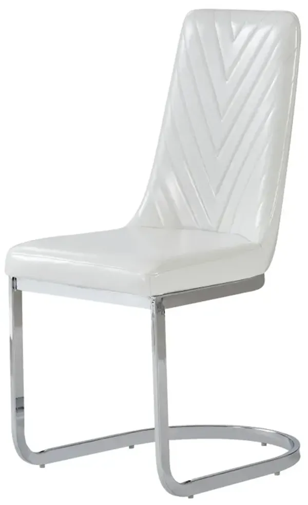 Hivvago Set of Two White and Silver Upholstered Dining Side Chairs
