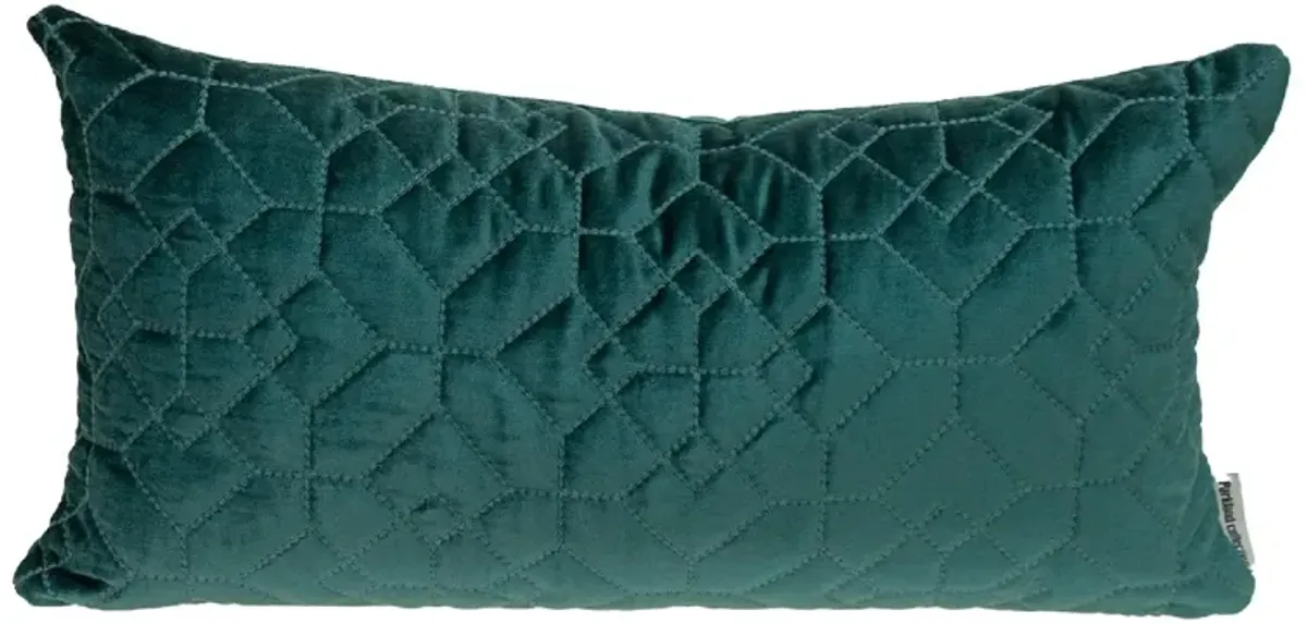 24" Teal Transitional Quilted Rectangular Throw Pillow