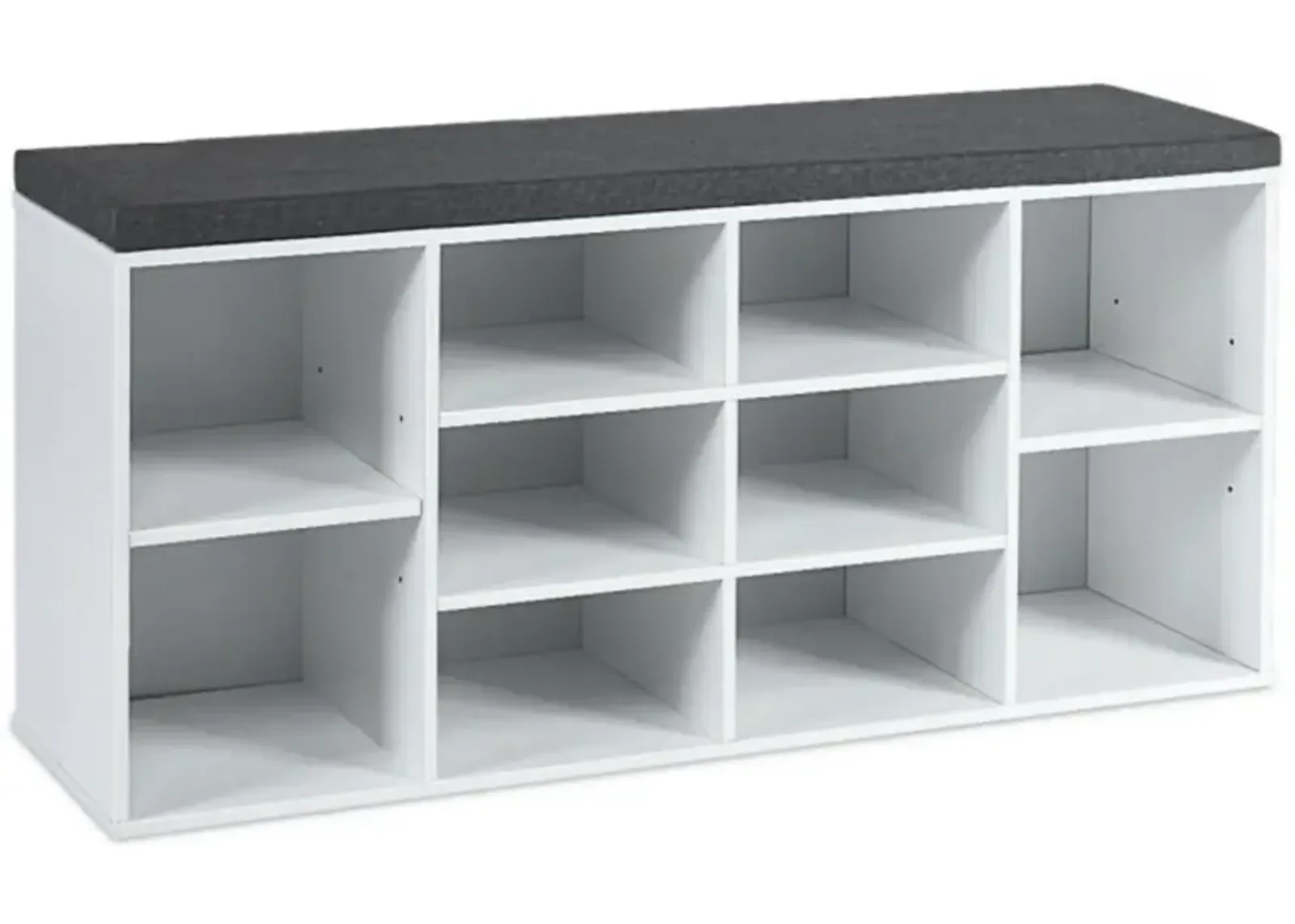 Hivvago 10-Cube Organizer Shoe Storage Bench with Cushion for Entryway