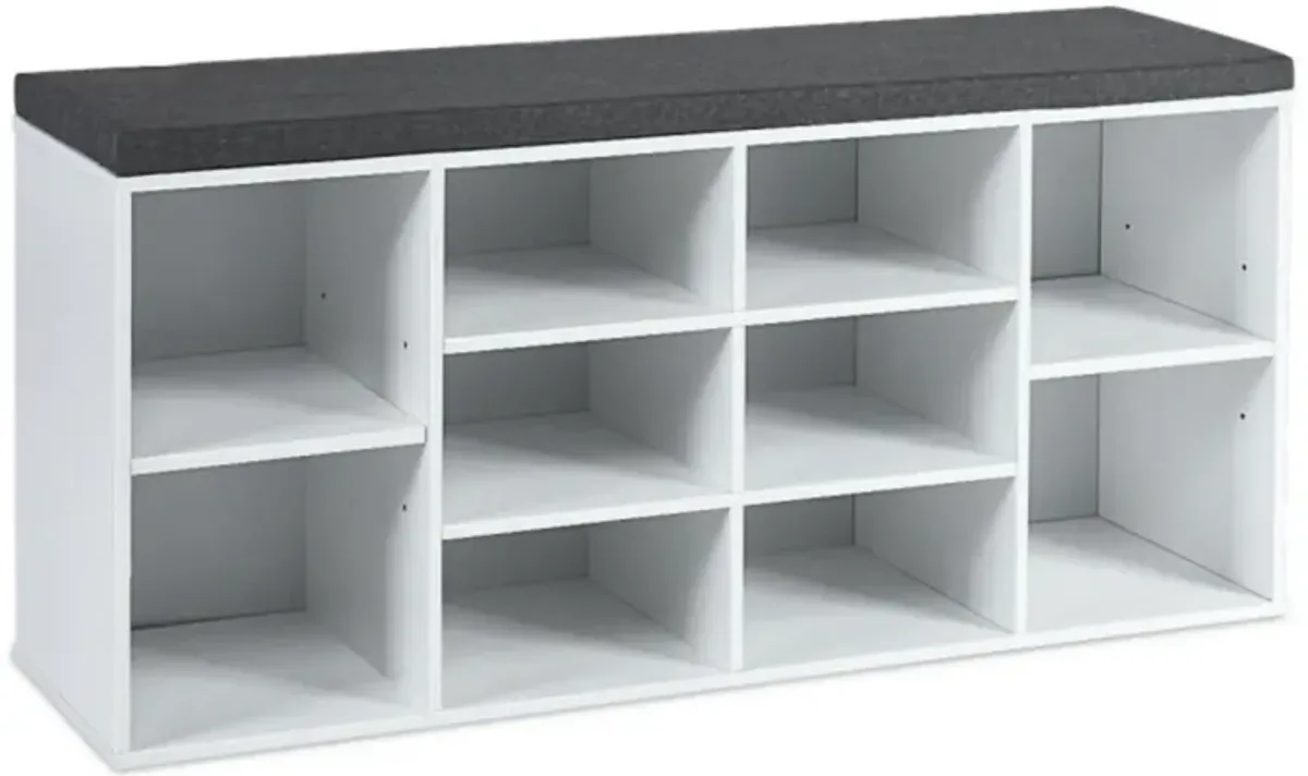 Hivvago 10-Cube Organizer Shoe Storage Bench with Cushion for Entryway