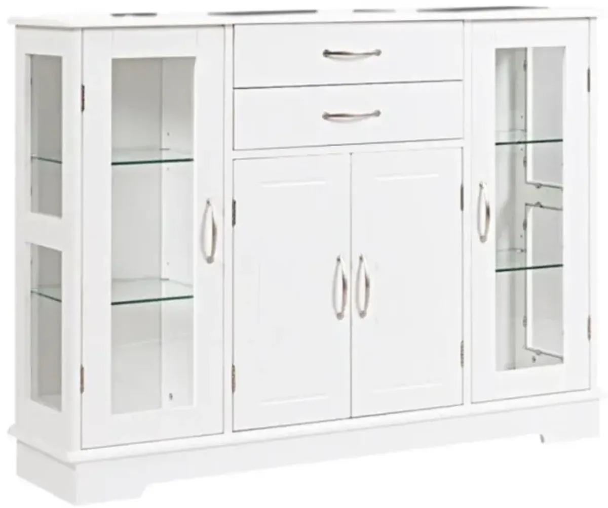 Hivvago Sideboard Buffet Server Storage Cabinet with 2 Drawers and Glass Doors