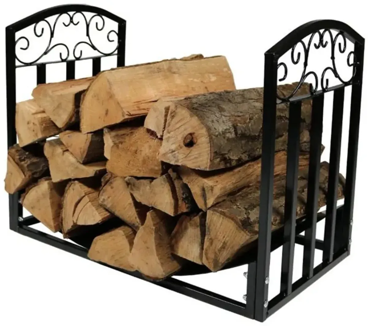 Hivvago Black Metal Indoor Outdoor 2-Ft Firewood Holder Log Rack