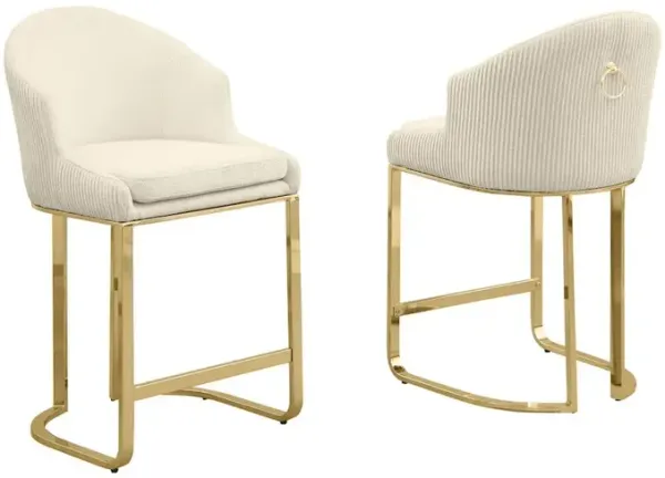 Best Quality Furniture Cream With Gold Barstool, Set Of Two