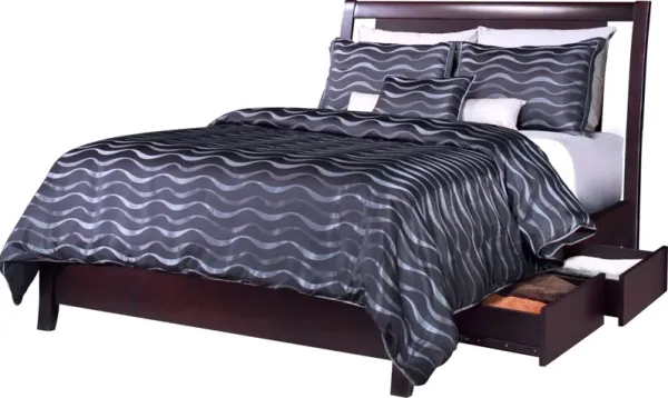 Nevis King-size Low Profile Storage Bed in Espresso