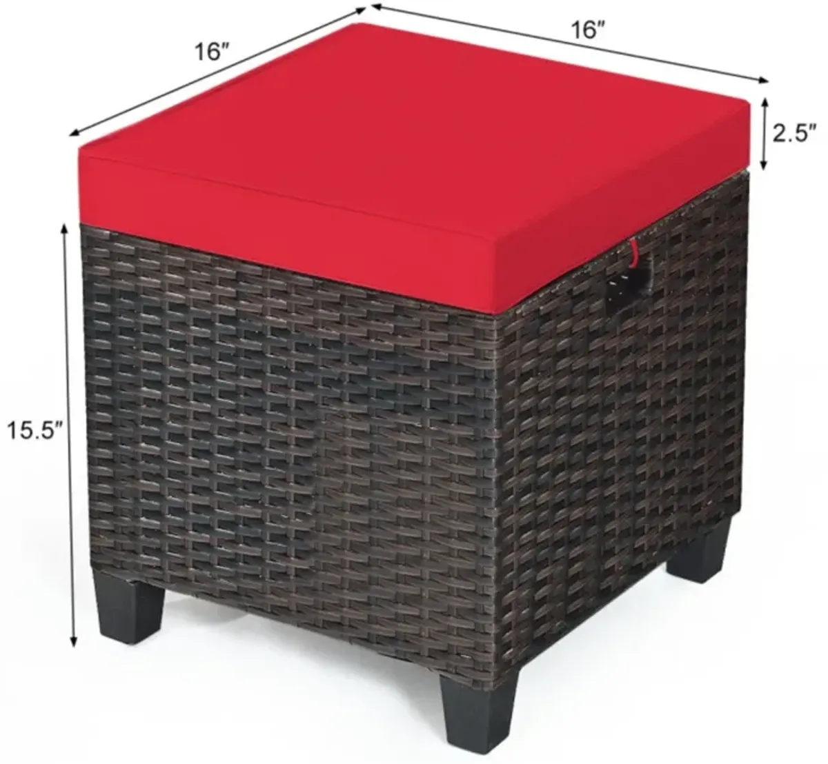 Hivvago 2 Pieces Patio Rattan Ottoman Set with Removable Cushions