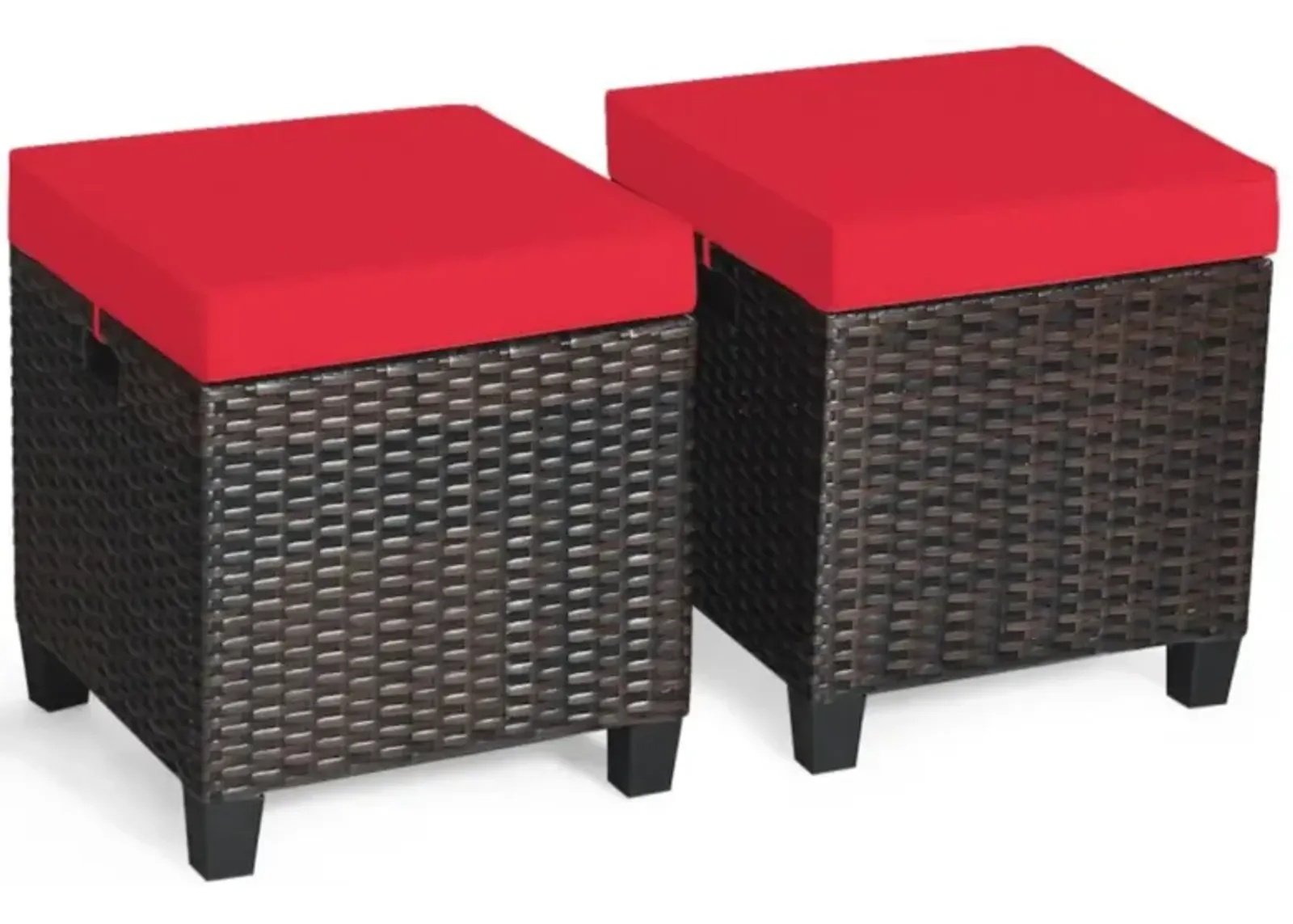 Hivvago 2 Pieces Patio Rattan Ottoman Set with Removable Cushions