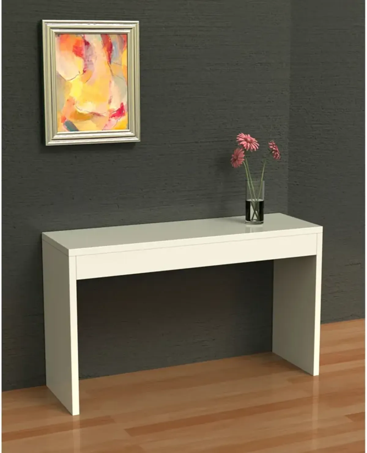 Hivvago White Sofa Table Modern Entryway Living Room Console Table