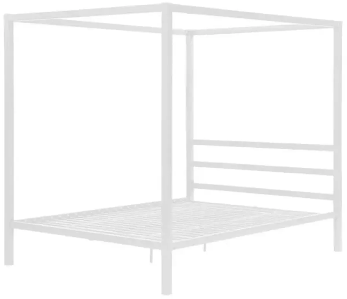 Hivvago Queen size Modern White Metal Canopy Bed - No Box-Springs Required