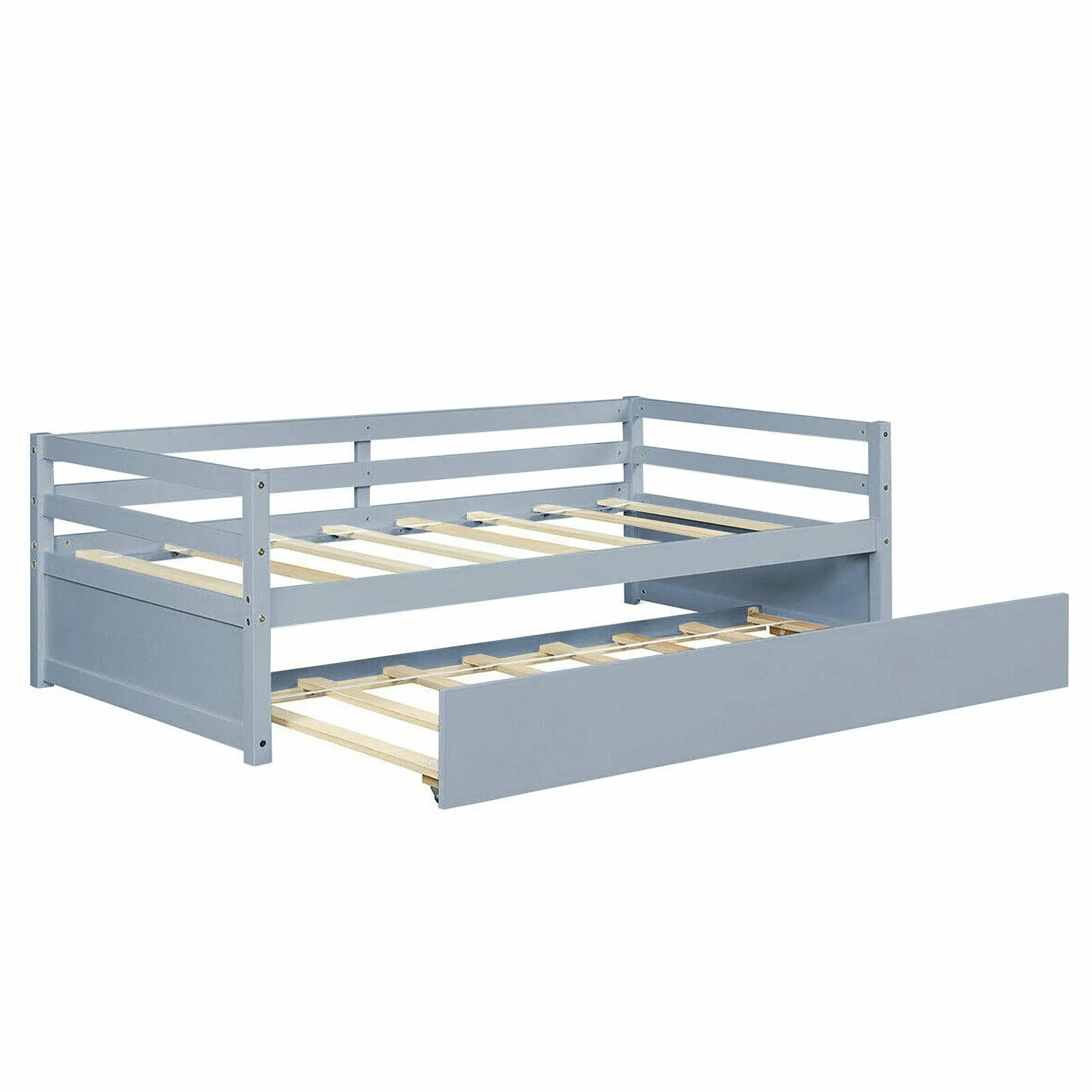 Twin Size Wooden Slat Trundle Platform