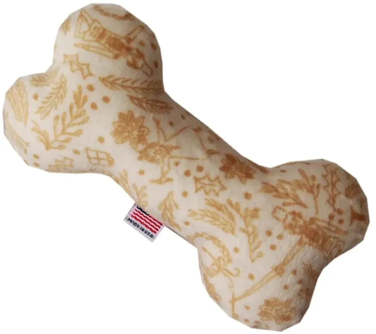 6" Plush Bone Dog Toy Cream Holiday Whimsy