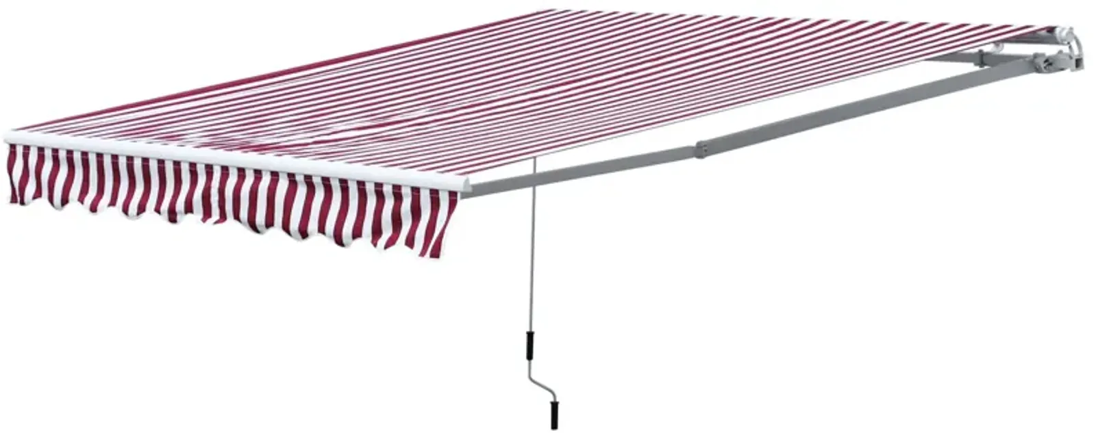 Burgundy Striped Shade: 10x8 Ft Retractable Cranking Patio Awning