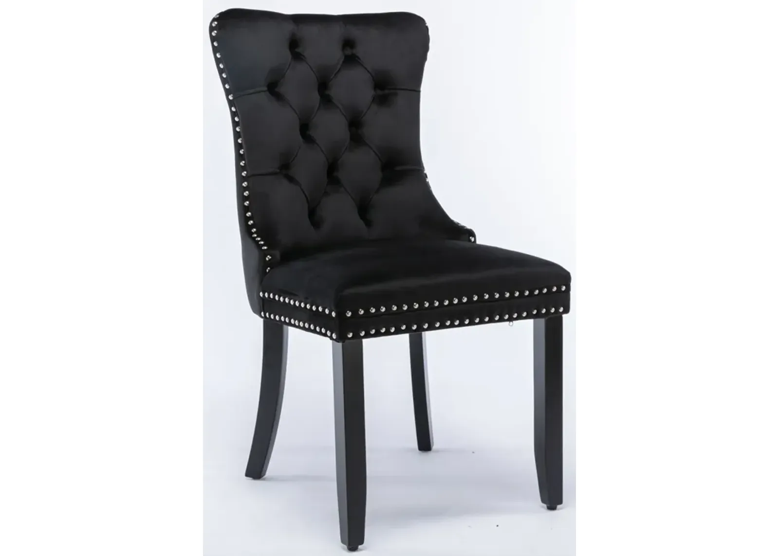 Contemporary Velvet Dining Chairs, Black, 2-Pcs Set