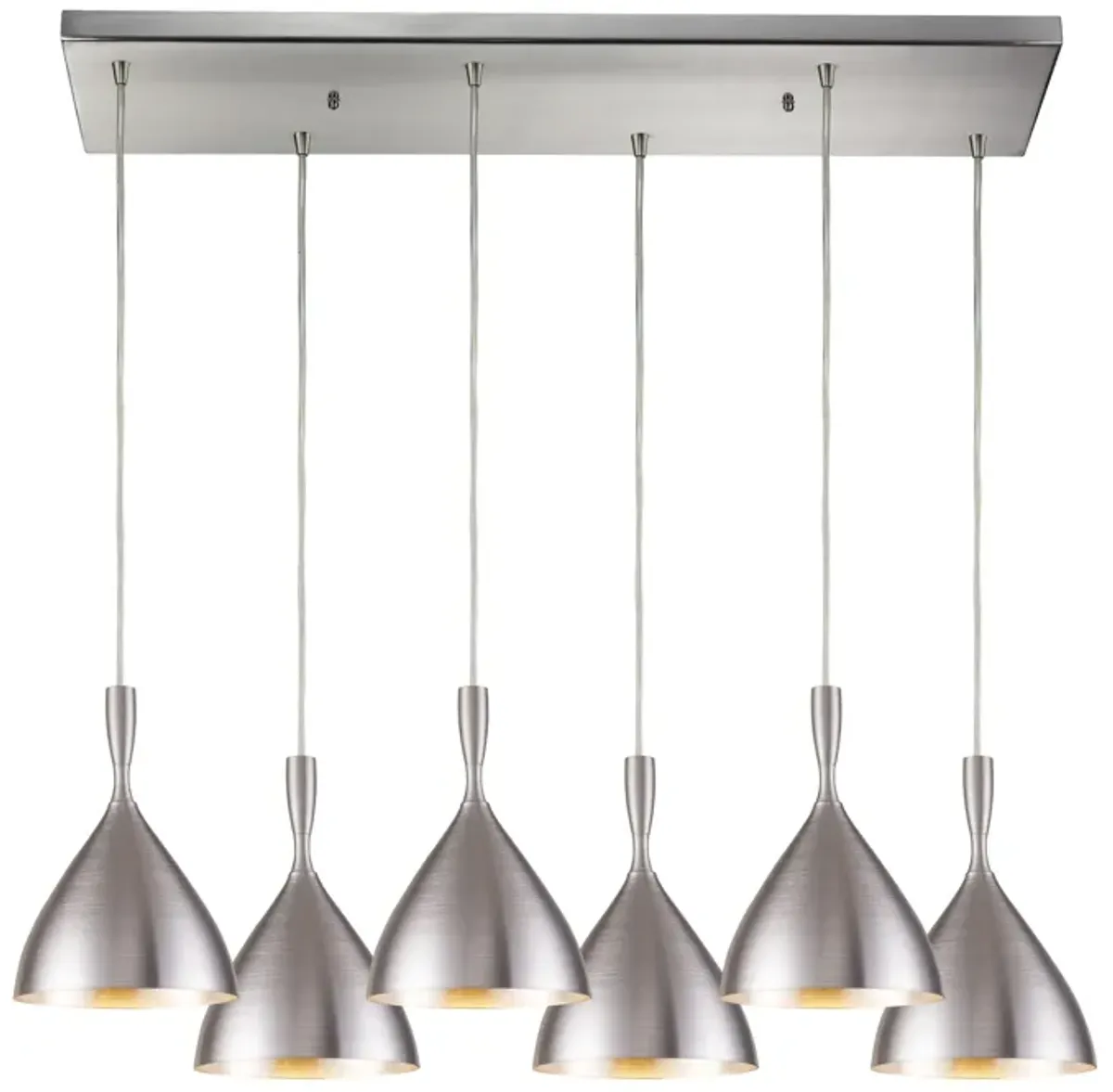 Spun Aluminum 6-Light Rectangular Silver Pendant