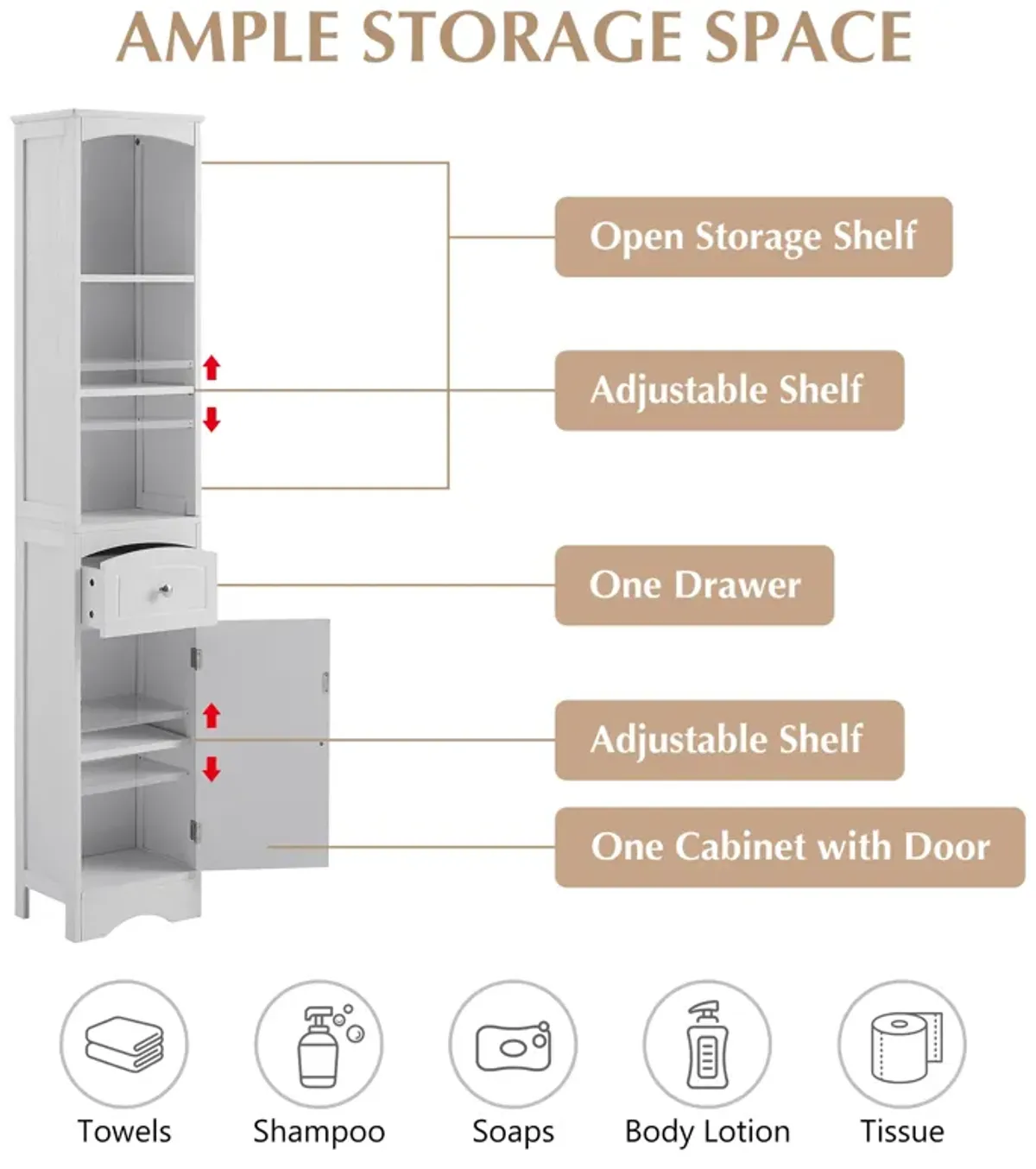 Merax Classic Freestanding Bathroom Storage Cabinet with Drawer