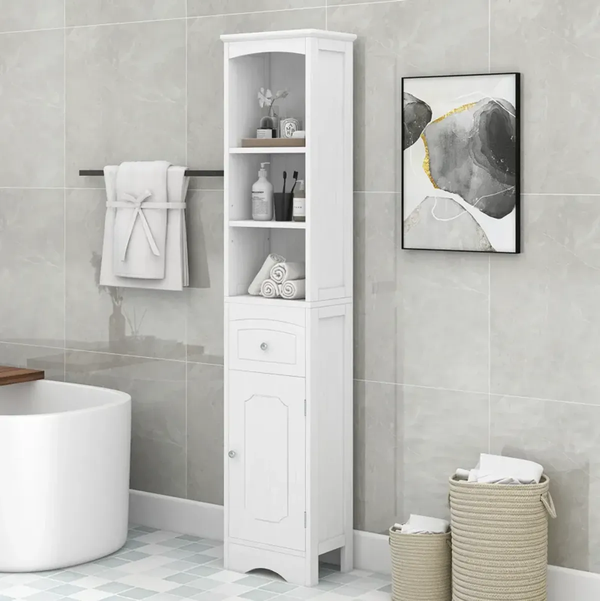 Merax Classic Freestanding Bathroom Storage Cabinet with Drawer