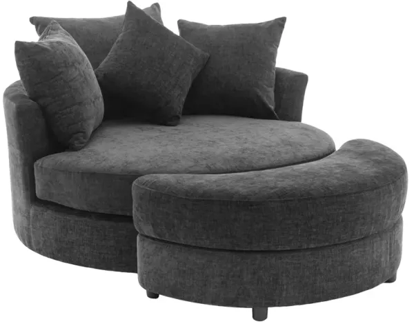 Merax 360° Swivel Accent Barrel Chair with Storage Ottoman