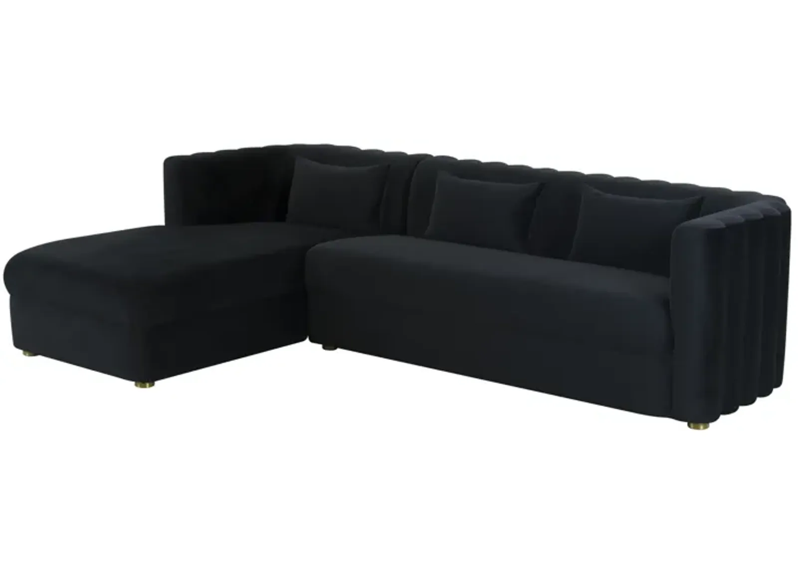 Callie Black Velvet Sectional - LAF