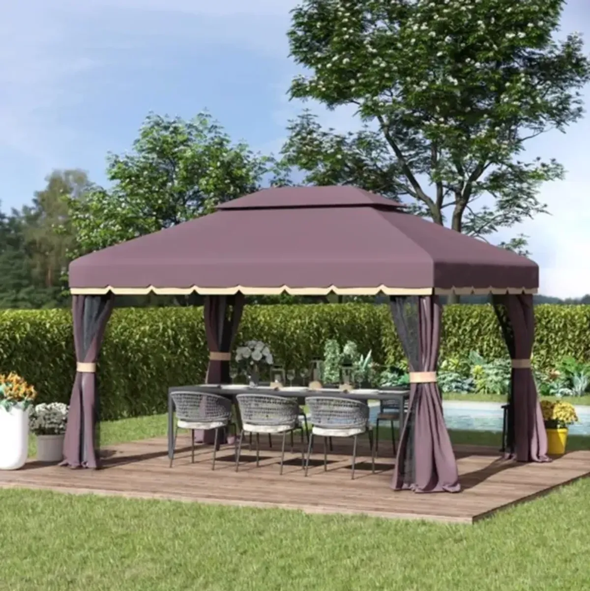Outdoor Patio Gazebo with Canopy for Garden and Backyard Shade