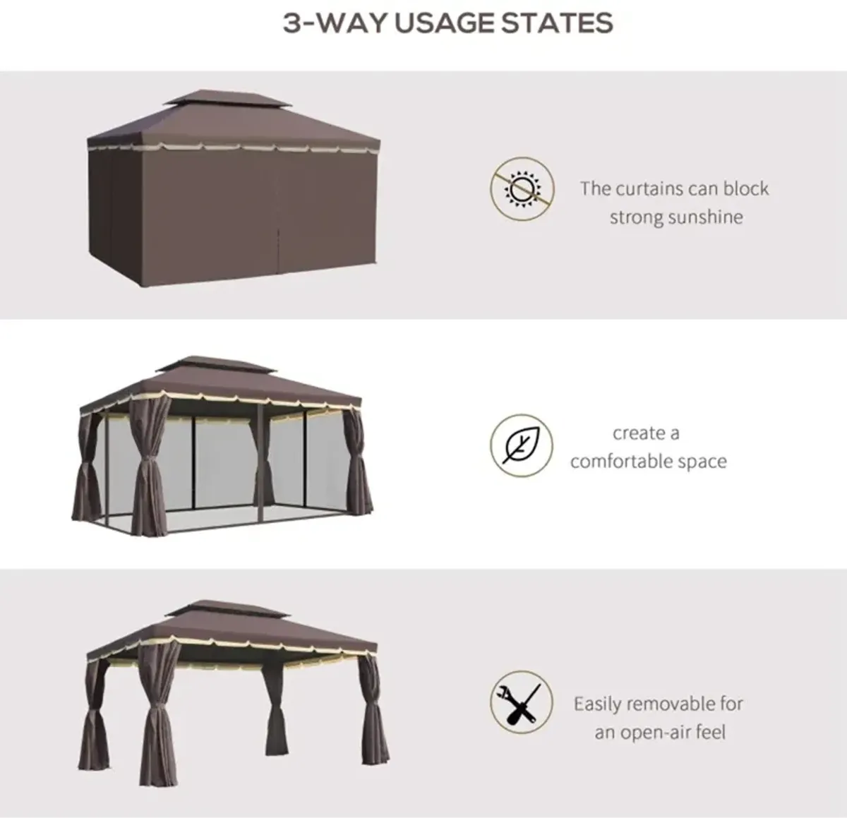 Outdoor Patio Gazebo with Canopy for Garden and Backyard Shade