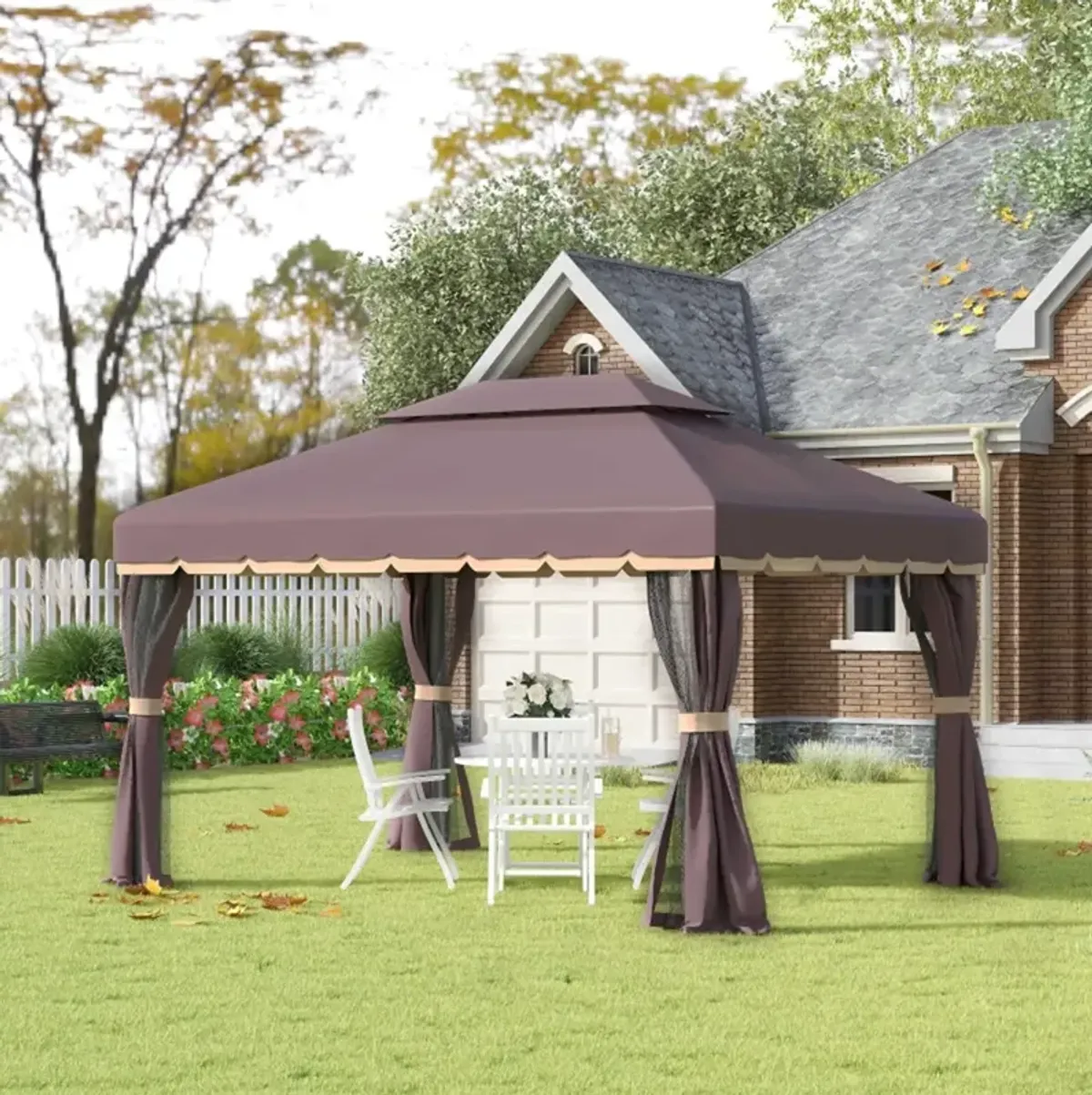 Outdoor Patio Gazebo with Canopy for Garden and Backyard Shade
