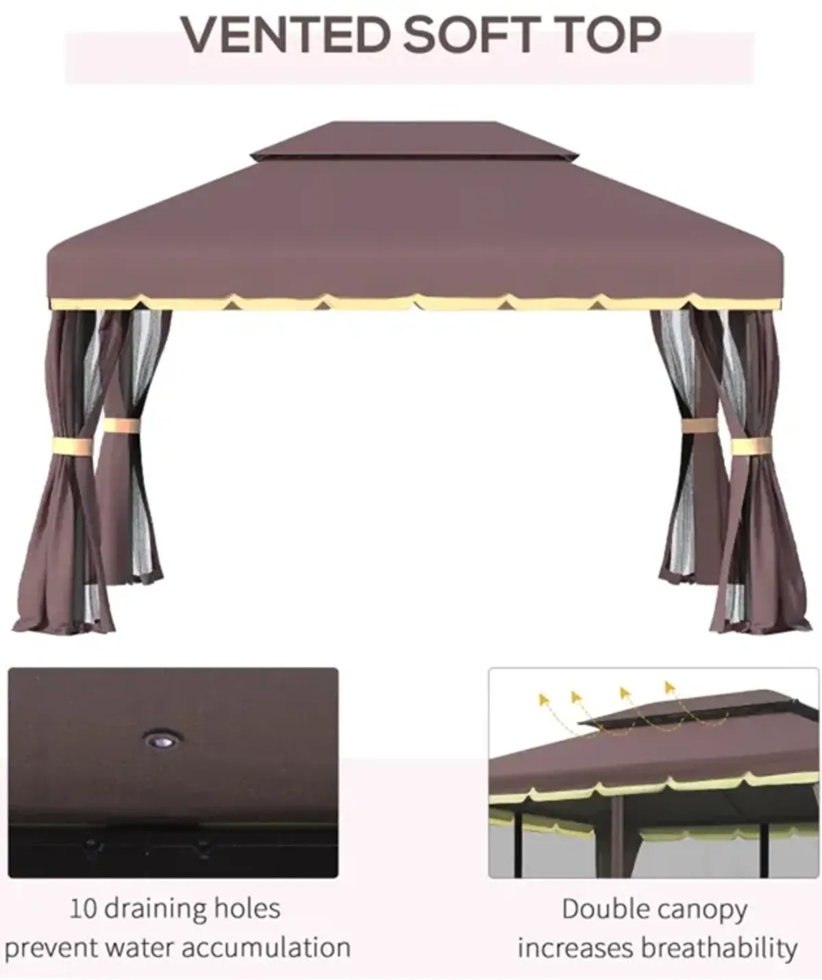 Outdoor Patio Gazebo with Canopy for Garden and Backyard Shade