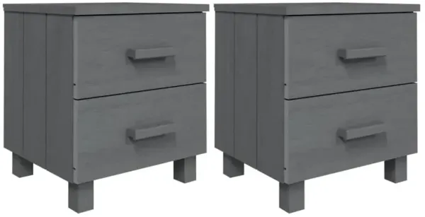 Bedside Cabinets HAMAR 2 pcs Dark Gray 15.7"x13.8"x17.5" Solid Wood