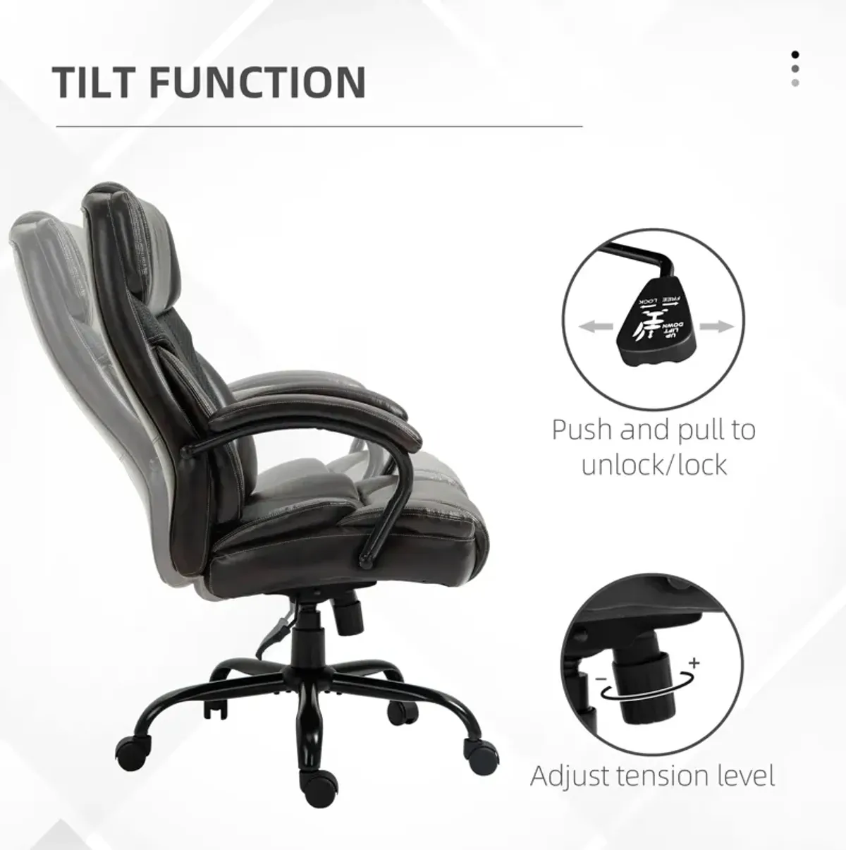 Brown Executive Comfort: 484LBS Big and Tall High Back Office Chair