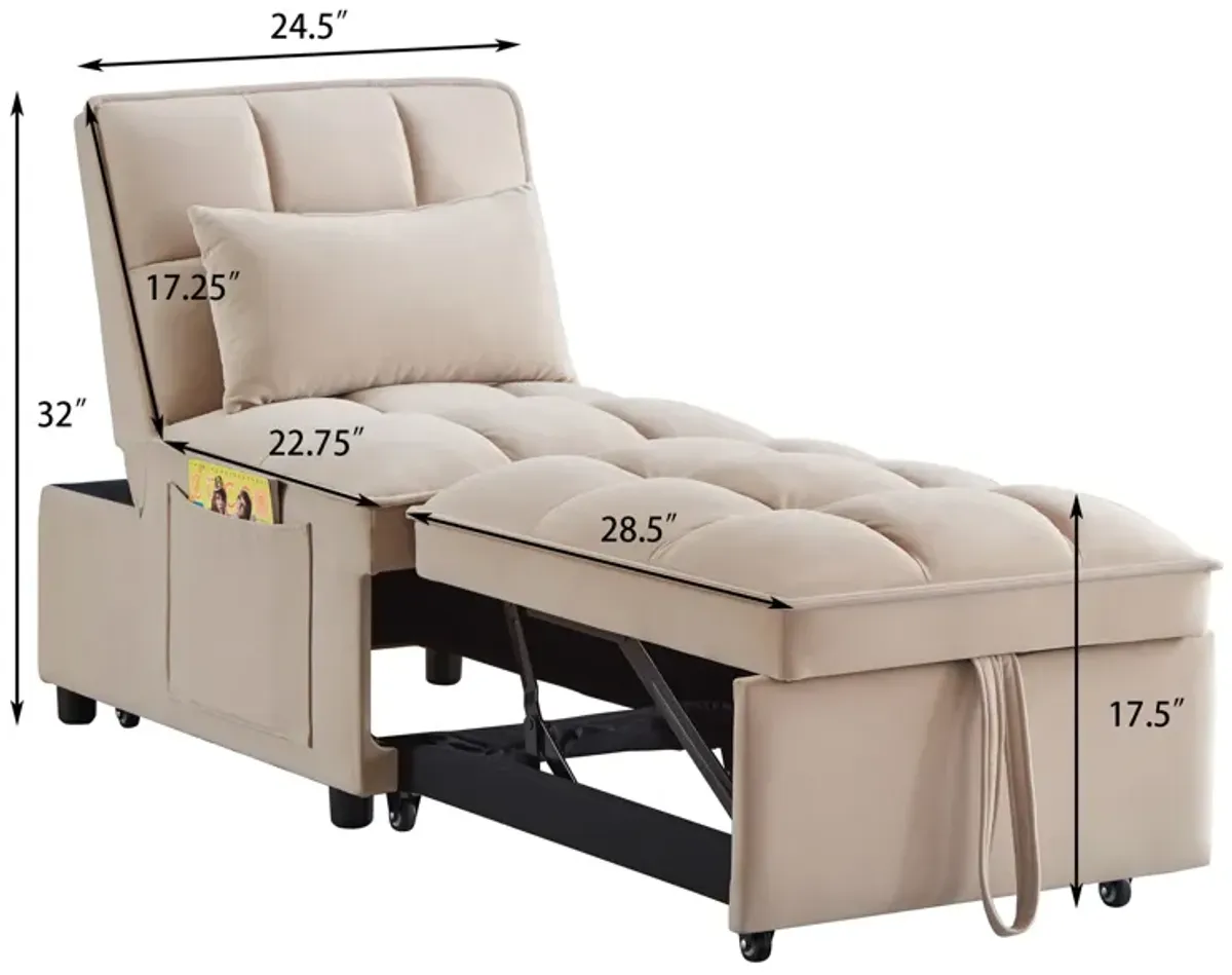 Merax Single Sofa Bed Futon with Storage Pockets