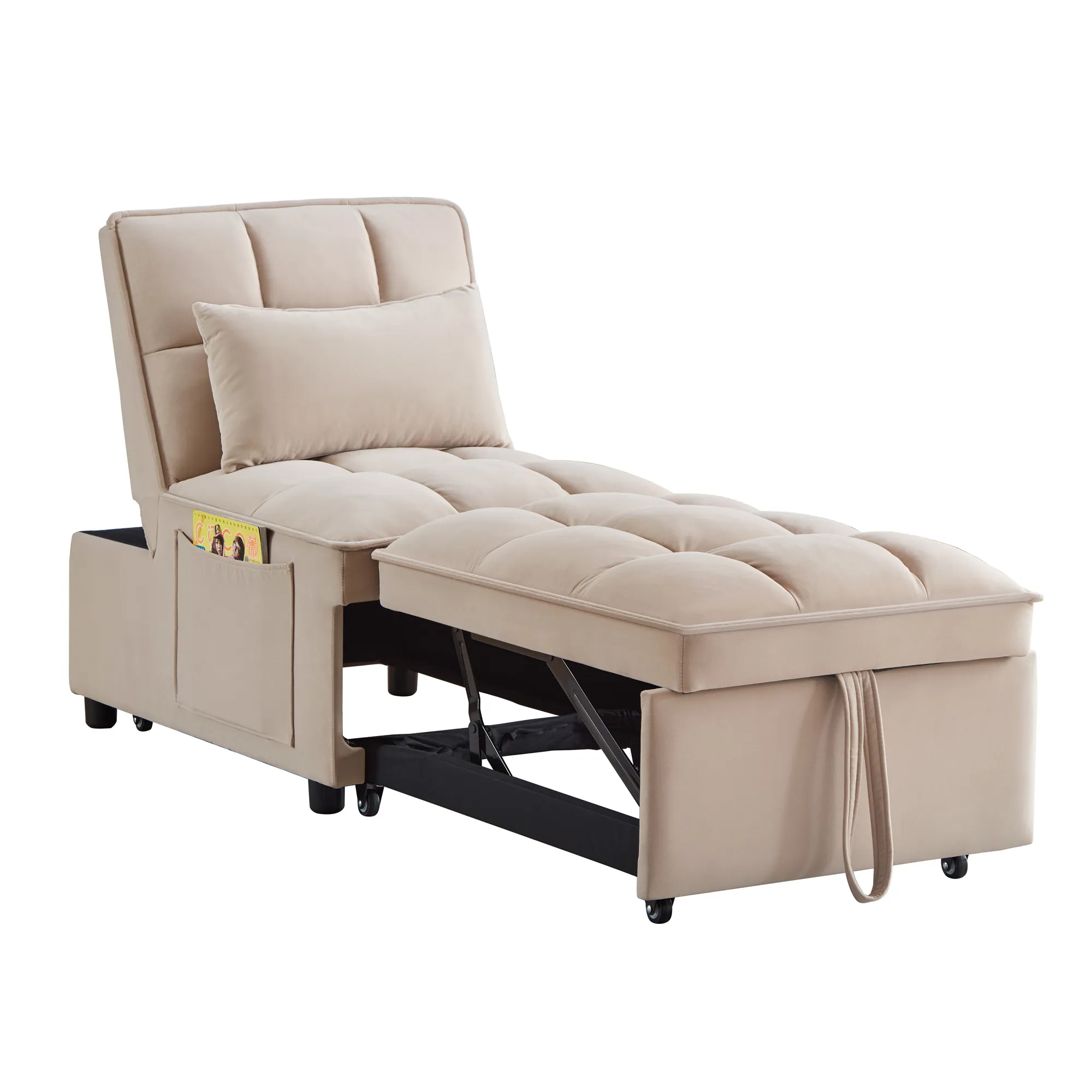 Merax Single Sofa Bed Futon with Storage Pockets