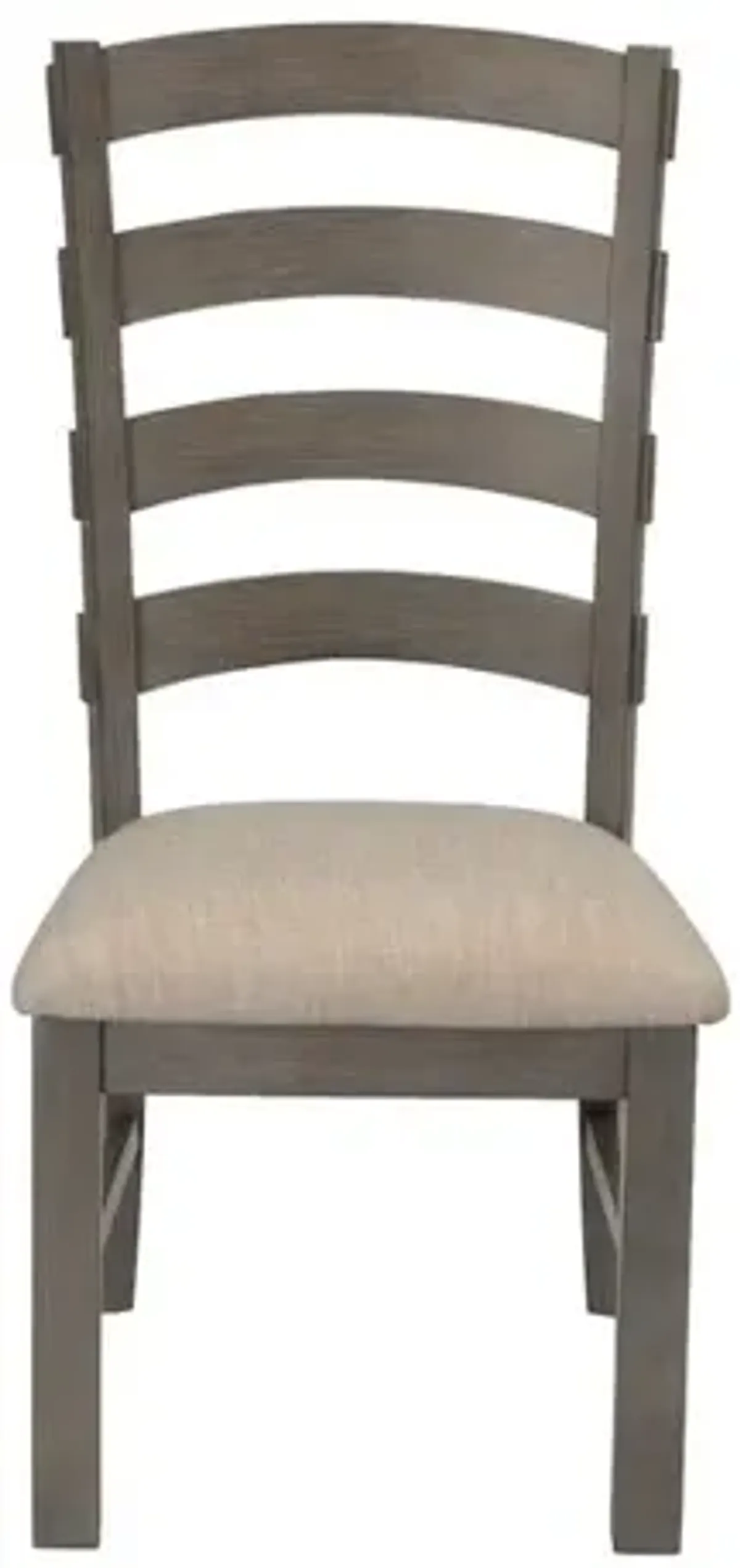 7 Piece Dining Set Extendable w/18"Center Leaf Extension & 6 Ladder-Back Chairs in Beige Linen