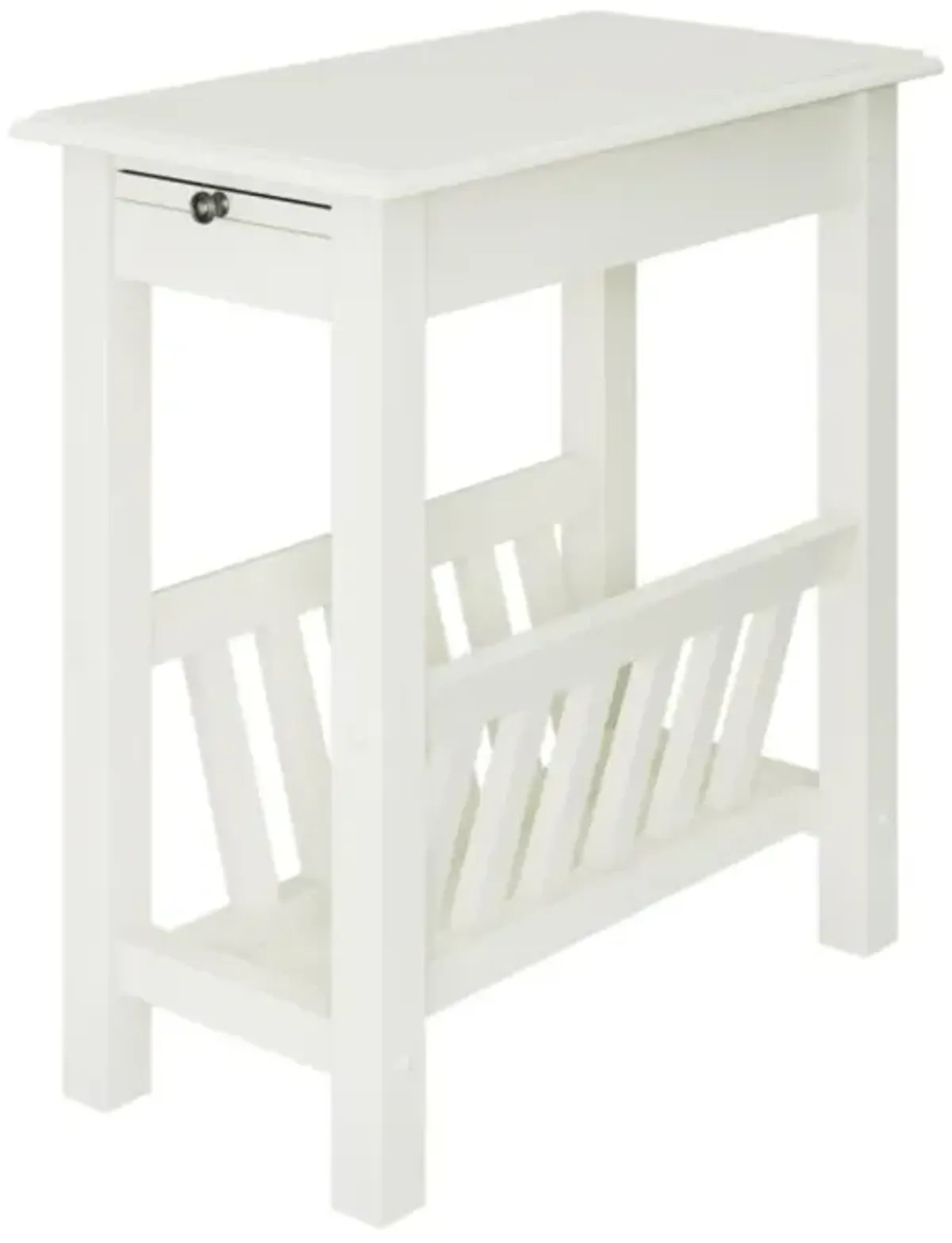 Hivvago 2-Tier End Table with Pull-out Tray and Solid Rubber Wood Legs