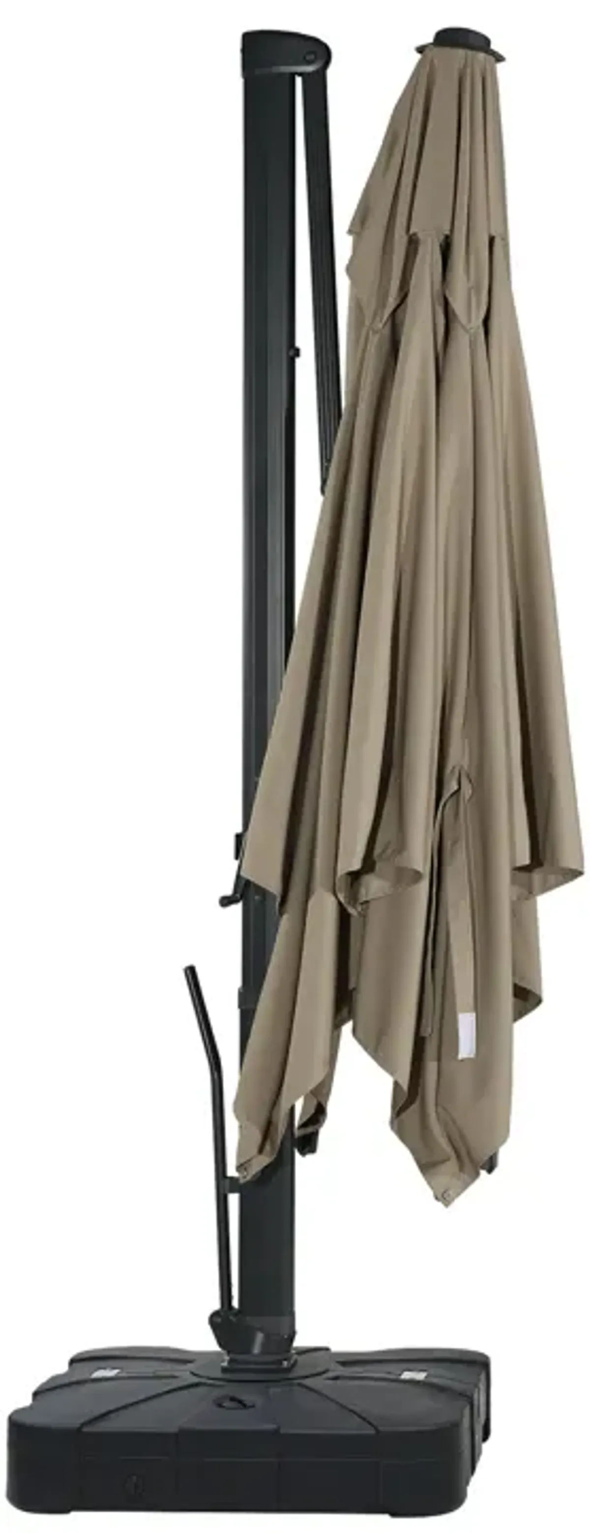 10 ft 360° Rotation Square Cantilever Patio Umbrella with BaseandBT in Taupe