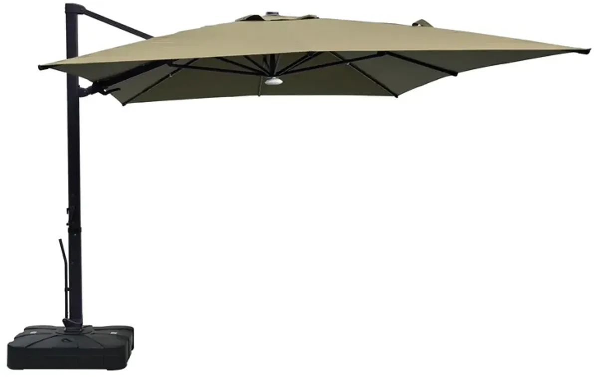 10 ft 360° Rotation Square Cantilever Patio Umbrella with BaseandBT in Taupe