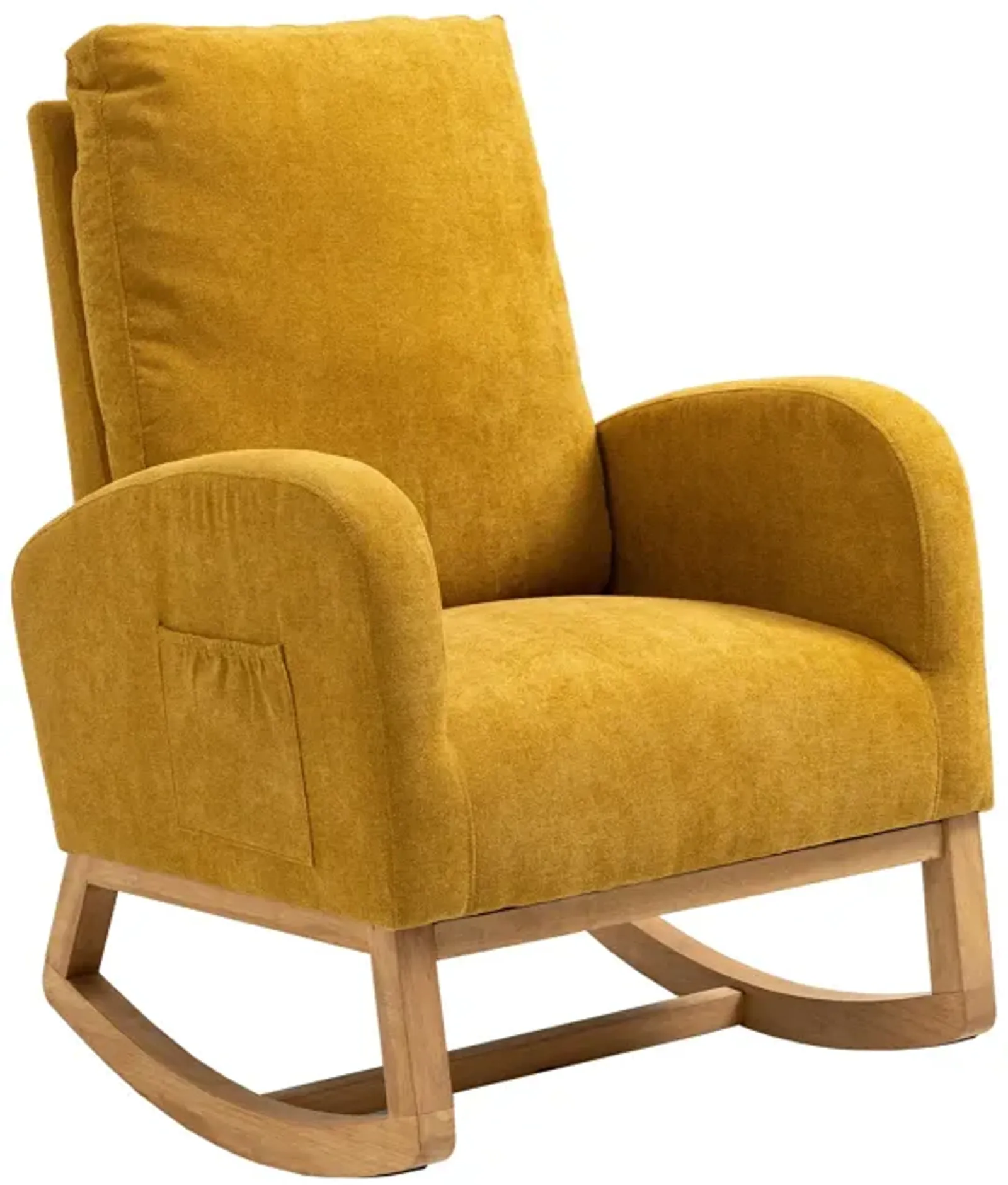 MONDAWE Rocking Chair, Modern Recliner Armchair with Wood Legs and Side Pocket, Nursery Rocking Accent Chair with High Back for Living Room Bedroom