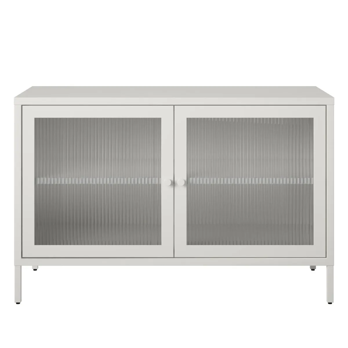 Shadwick Wide 2 Door Accent Cabinet-Fluted Glass Metal Locker