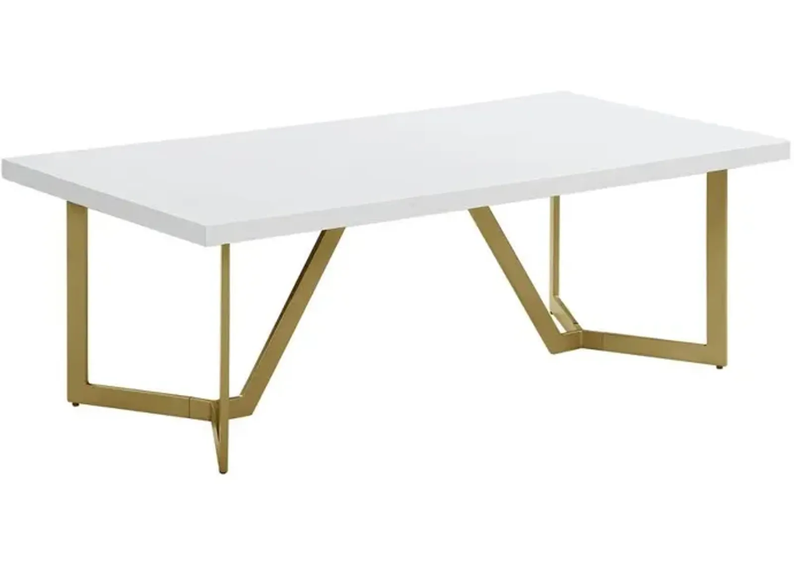 White wood top coffee table w/ gold color iron legs