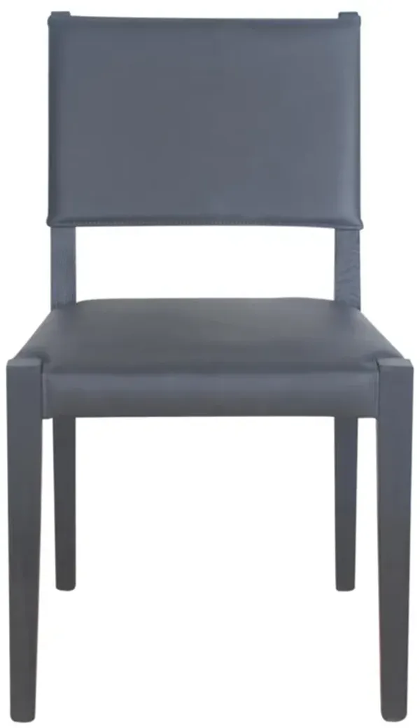 Dining Chair Set of 2, Black Fabric, Open Back, Matte Black Ash Wood - Benzara