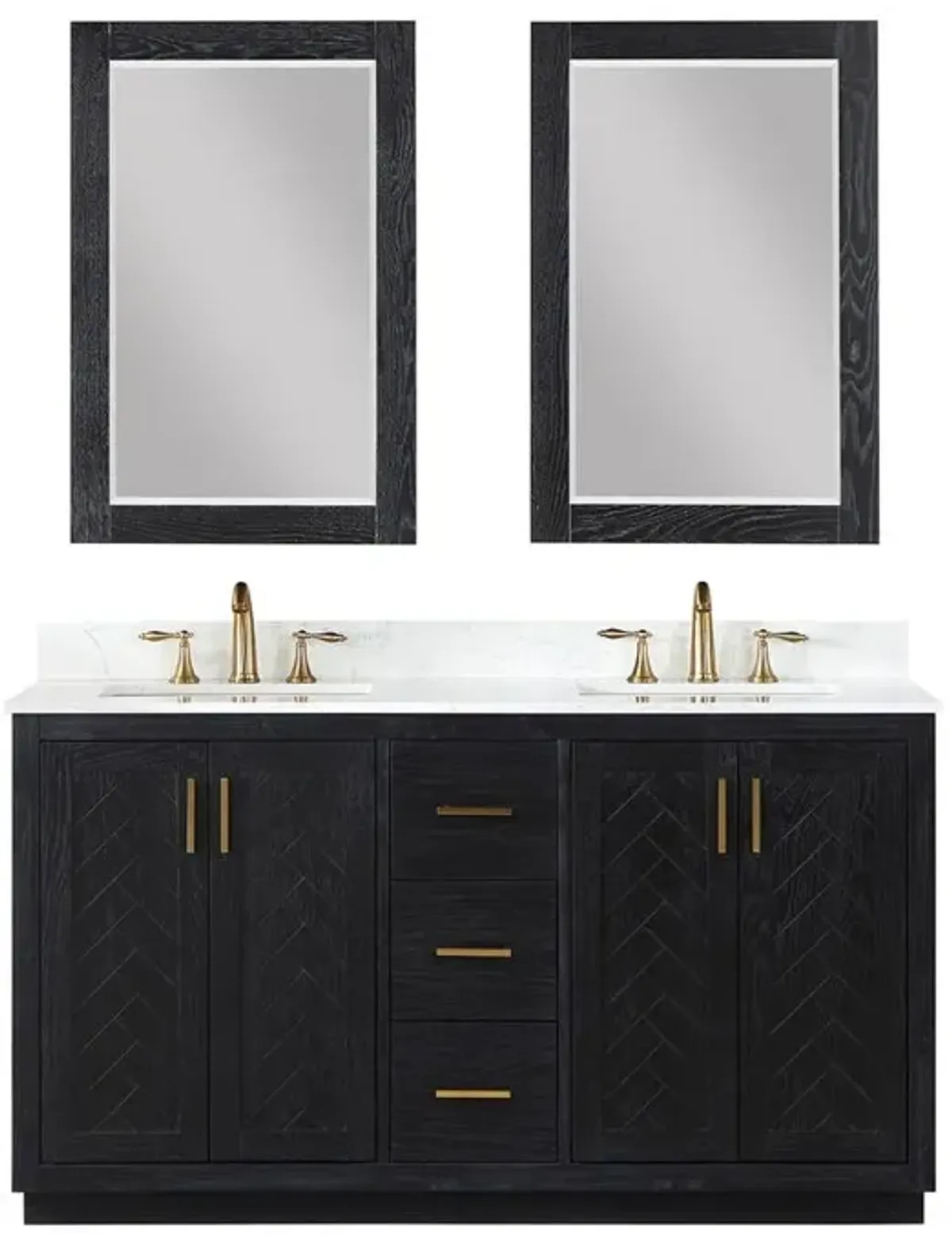 Altair 60 Double Bathroom Vanity Set in Black Oak with Mirror