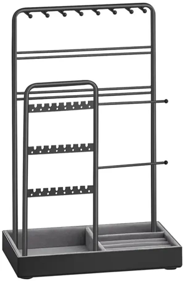 Jewelry Stand Organizer with Metal Frame – Soft Velvet Tray for Storing Earrings, Bangles & Everyday Items